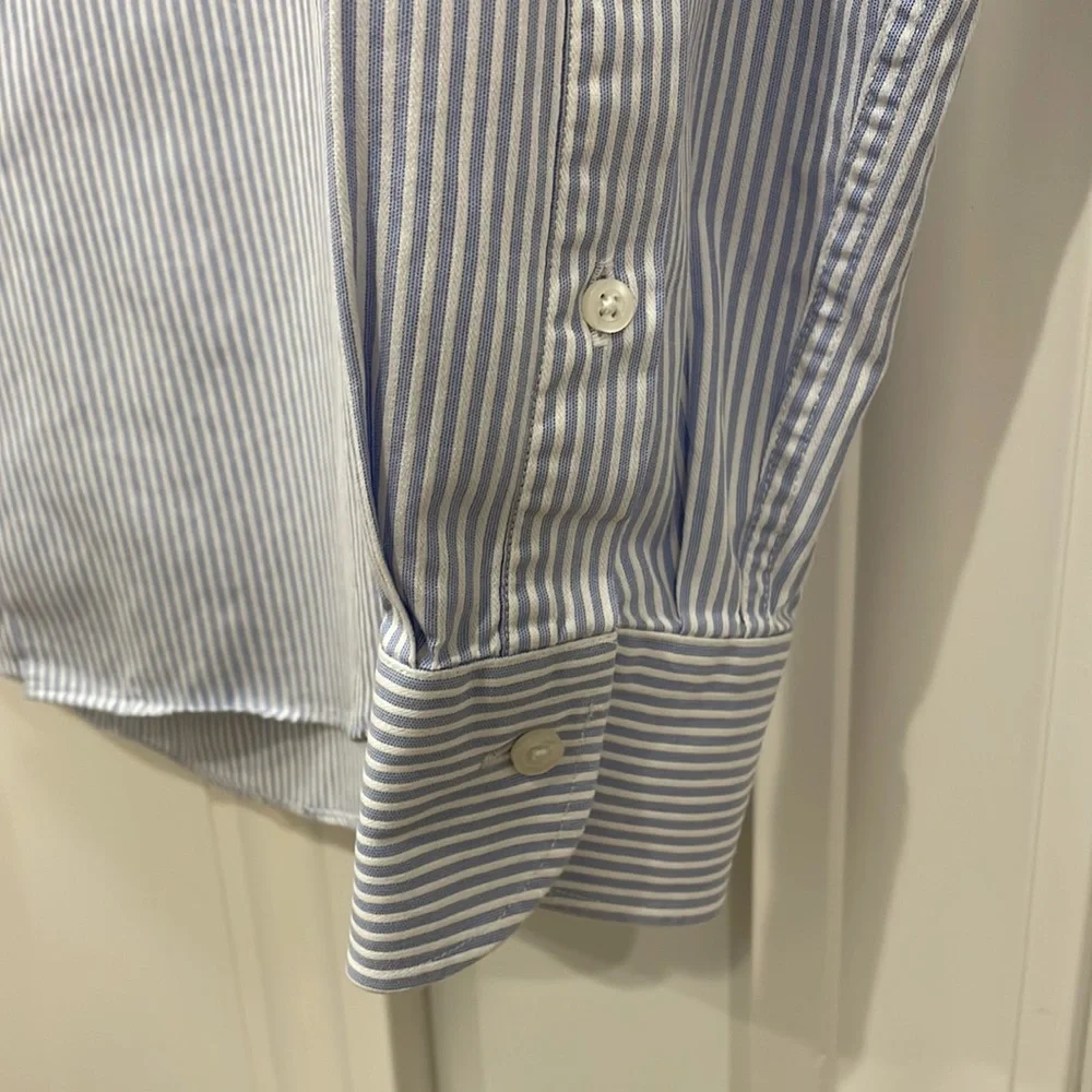 Lorenzo Uomo Blue and White Striped Dress Shirt Size 15 (34/35) - Picture 4 of 8